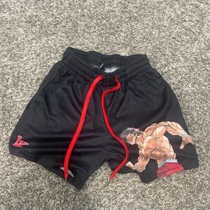Red and black gym shorts